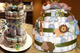 pastel de pañales para un baby shower